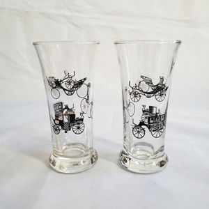 Vintage Pair of Libbey Carriage Double Shot Glasses